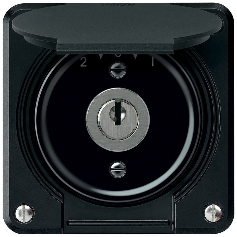 UP-Schlüsselschwenktaster robusto 1P 2NO 2CO 20A 250V 86×86mm schwarz