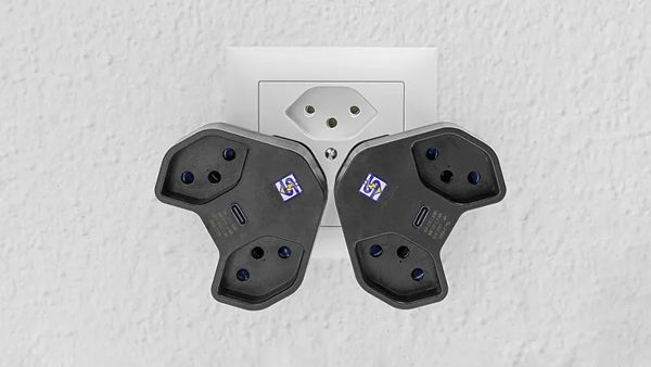 Mehrfachstecker A. Steffen MANTA 10A 2×T13 + 1×USB-C PD schwarz