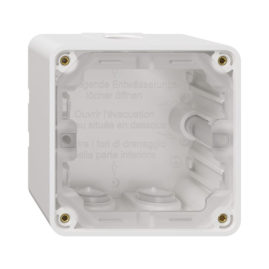 NAP-Gehäuseunterteil NEVO, 1×1, mit Dichtung, H=54mm, 3×M20, 87×87mm, weiss