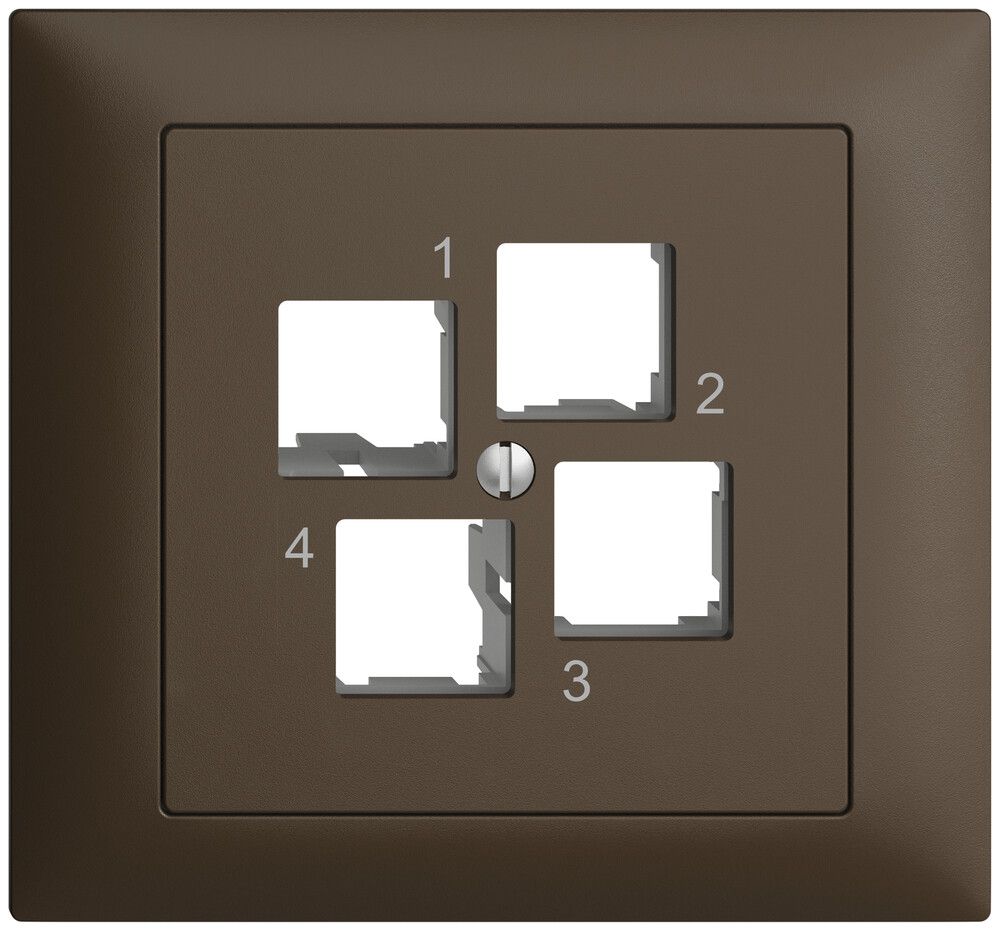 EB-Montageset EDIZIOdue FKE EASYNET S-One, für 4×RJ45, geradeauslass, coffee