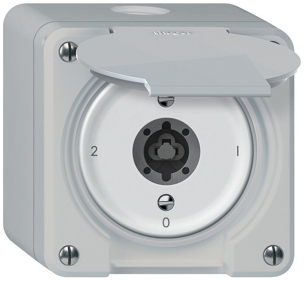 Interrupteur à clé AP robusto commutateur 16A 250V 86×86mm gris