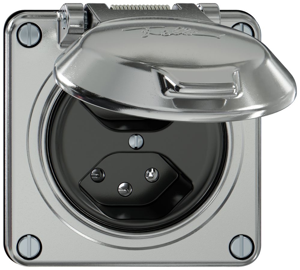 Presa ELEMENT 2×tipo 13 10A 250V IP20 con coperchio alluminio