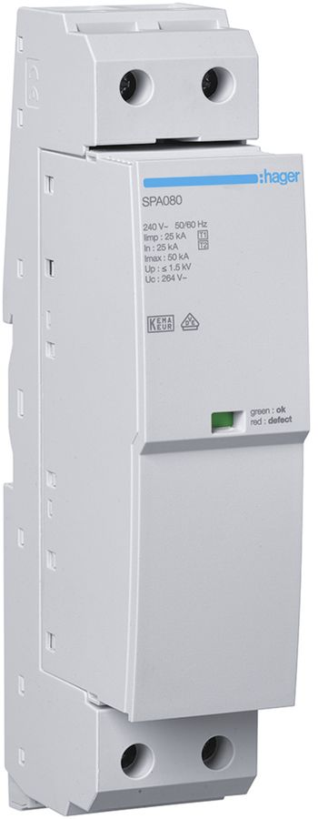 Kombiableiter Hager SPD TN TN-C TN-C-S TN-S 1L 240V 25kA 1.5kV 2TE