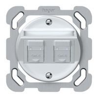 UP-Anschlussdose origin 2×RJ45 8(8) Kat.6 schräg 77×77mm weiss