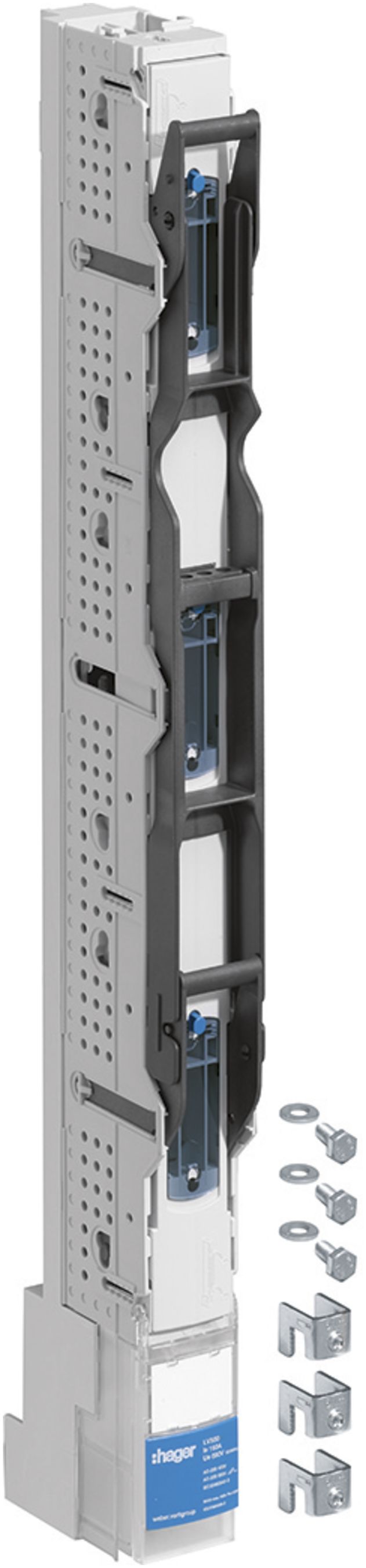 Réglette HPC weber.vertigroup 3P DIN00 160A rail 185mm raccord à vis M12