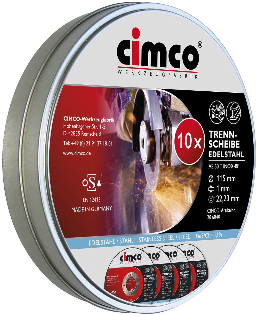 Trennscheiben-Set CIMCO 10 Stück in Dose Ø 115×1mm