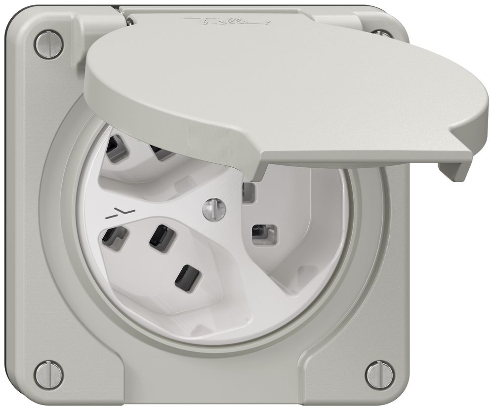 Steckdose NEVO N.CO, 3×T23, IP21, 1×getrennt, lichtgrau