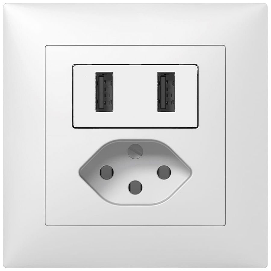 UP-USB Ladesteckdose mit T13 SIDUS B 240V max.2400mA weiss