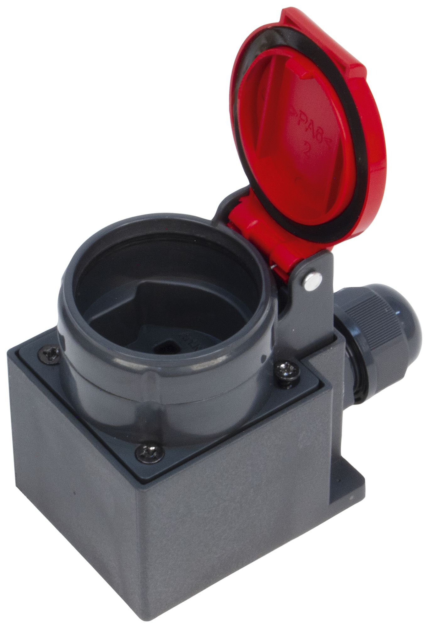 AP-Steckdose Steffen 1×T25 3P 16A 440V IP55 Deckel rot, schwarz