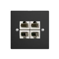 Einsatz zu UP-Anschlussdose 4×RJ45/u 4P getr. EDIZIOdue schwarz ITplus