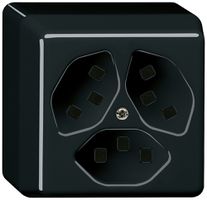 AP-Steckdose Hager basico 3×Typ 23 P schwarz