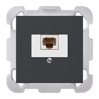 Einsatz zu Anschlussdose kallysto 1×RJ45u schwarz mit Befestigungsplatte