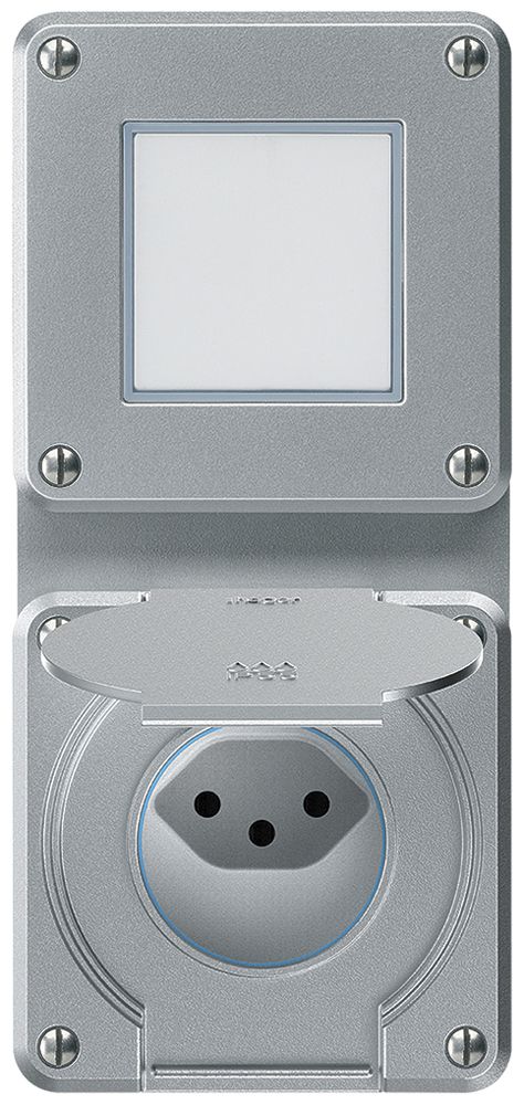 Combinaison ENC robusto 2×1, interrupteur schéma 3/prise T13 IP55 aluminium