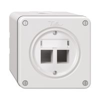 Kit di montaggio NAPU Feller Keystone, per uscita diritta, doppio, bianco