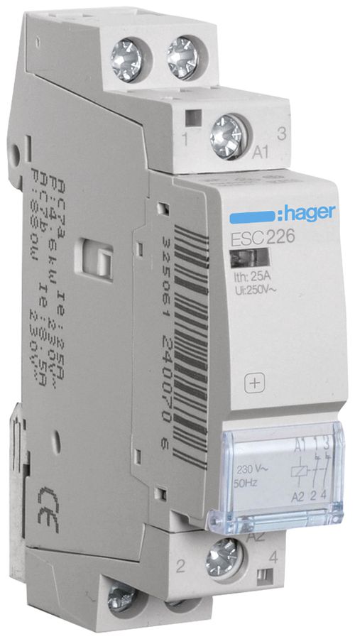 REG-Schütz Hager 230VAC 0 Schliesser 2 Öffner 25A 1TE