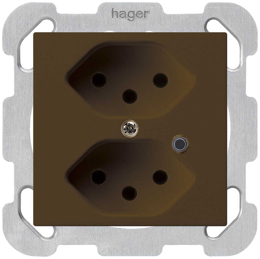 Presa INC Hager kallysto 2×T13 illuminato B marrone