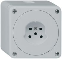 AP-Steckdose HA robusto Typ 15 mit Steckklemmen grau