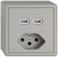 Prise de charge USB AP EDIZIO.liv SNAPFIX® USB C+C/T13 3A 230VAC grc
