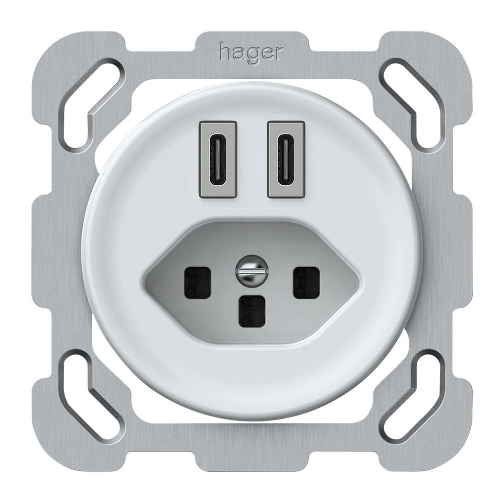 Prise de charge USB ENC origin 2×USB-C 3000mA 5V avec type 23 blanc