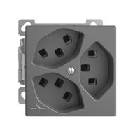 AP-Steckdose 3×T23 Feller EDIZIOdue FXCO54, 1×getrennt, Steckklemmen, dunkelgrau