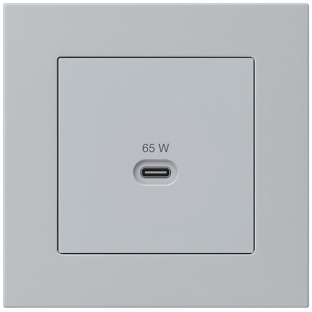 UP-USB-Ladesteckdose Hager kallysto.pro Typ C 65W 3250mA hellgrau