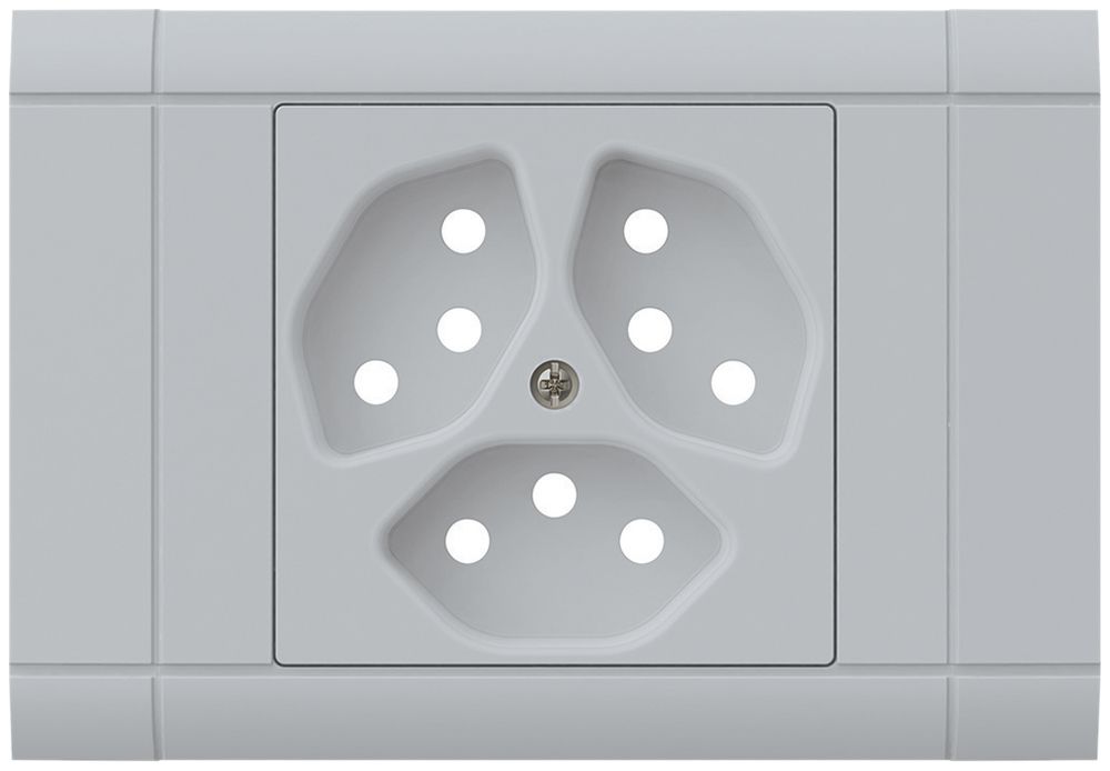 EB-Frontset kallysto für Einbausteckdose 3×Typ 13 Abdeckrahmen steckbar hellgrau