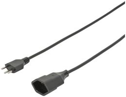 Verlängerung Gd 3×1mm² 2m schwarz, Stecker T12 und Kupplung T13 angespritzt