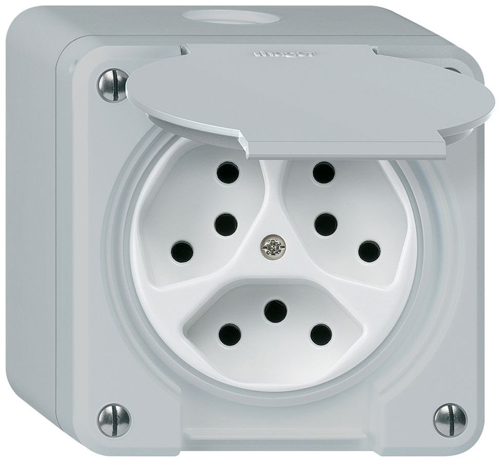 Presa AP robusto 3×tipo 13/1 grigio