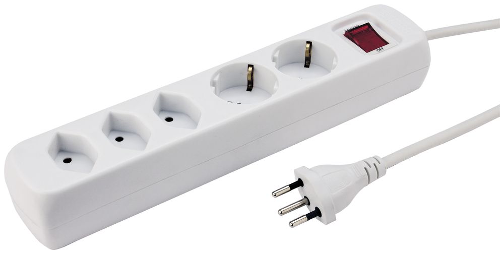 Steckdosenleiste POWER EASY 3×T13 2×CEE 7/4 mit KS+Sch 1.5m