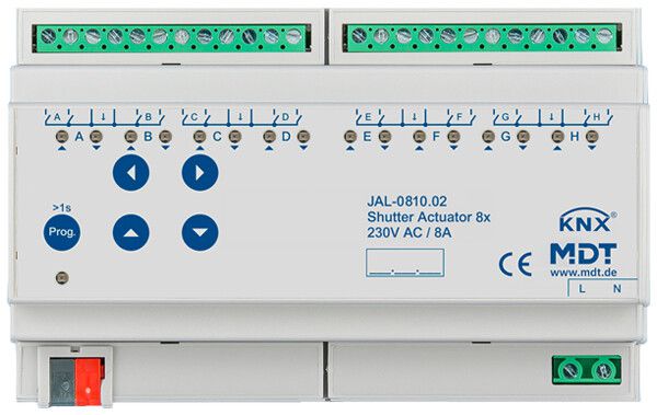 REG-Jalousieaktor KNX MDT JAL-0810.02 8-Kan 8A 300W 230VAC 8TE
