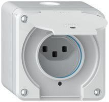 Prise AP robusto 1×type 23 lumineux IP55 blanc