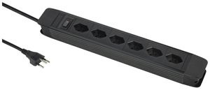 Steckdosenleiste PRINCIPIO 6×Typ 13 horizontal Kabel 5m Schalter schwarz