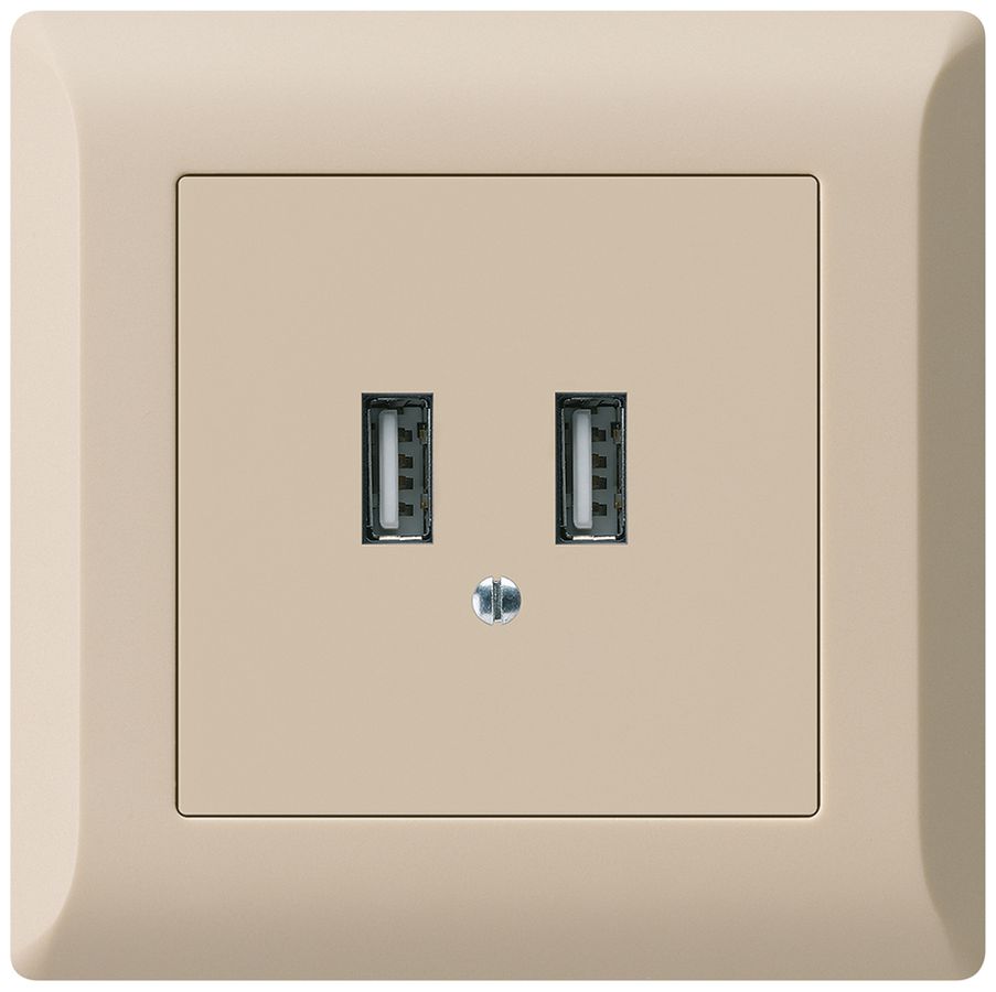 UP-USB-Ladesteckdose Hager kallysto.line 240V 2400mA beige