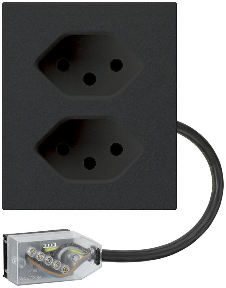 FLF-Steckdose Hager 2×Typ 13 mit Power-Dose L1 D schwarz
