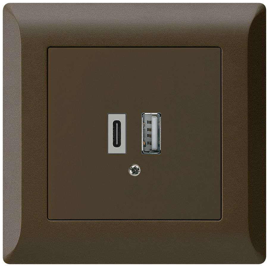 UP-USB-Ladesteckdose kallysto.line 18W PD 1×Typ A+1×Typ C braun
