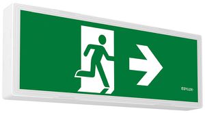 Luminaire de secours ESYLUX SLX LED FLAT COVER 3h/8h 14m IP54 3W 328×108×46mm bc