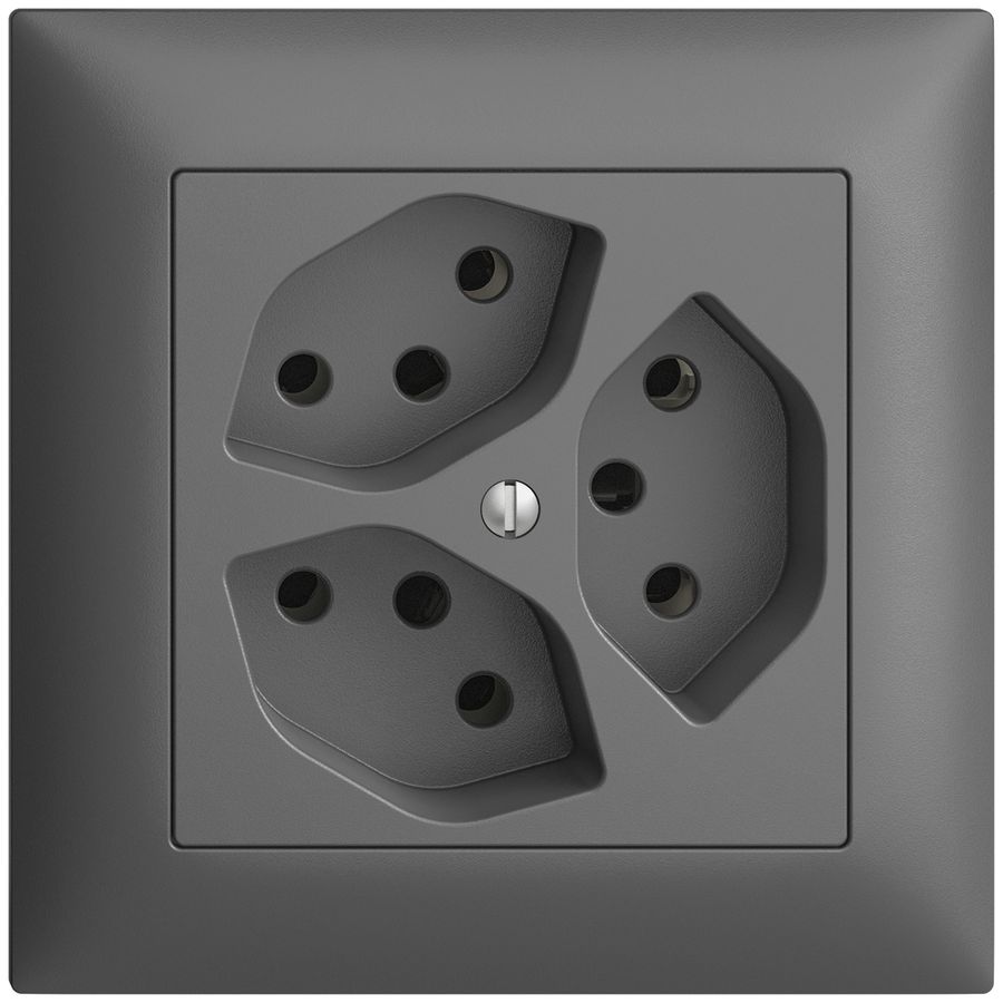 UP-Steckdose EDIZIOdue 3×T13 dunkelgrau