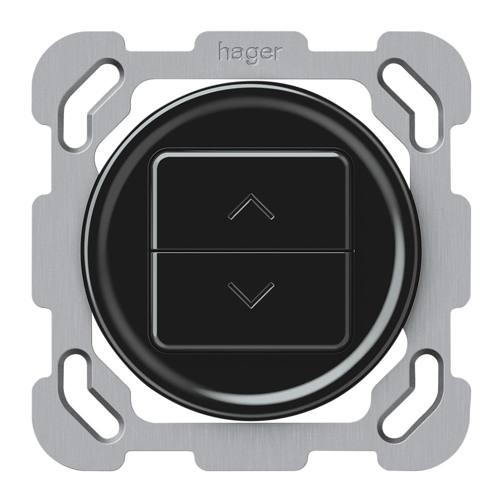 Interruttore tapparelle INC origin 1P 2×tasti 77×77mm nero