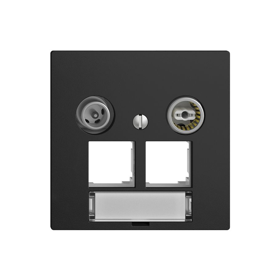 Prise multimédia EDIZIOdue F EASYNET 11dB, p.2×RJ45 S-One, noir