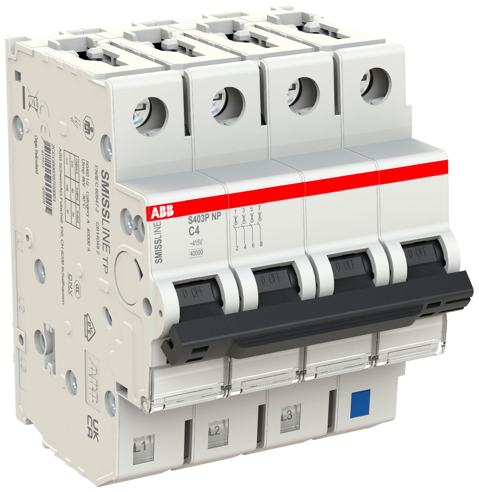 Disgiuntore SMISSLINE TP, 3LN, C, 4A, 40kA