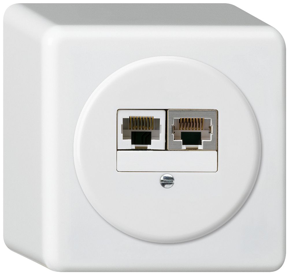 AP-Anschlussdose basico 2×RJ45s+u getrennt weiss