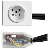 EB-Steckdose T15 weiss für Flachkabel Technofil