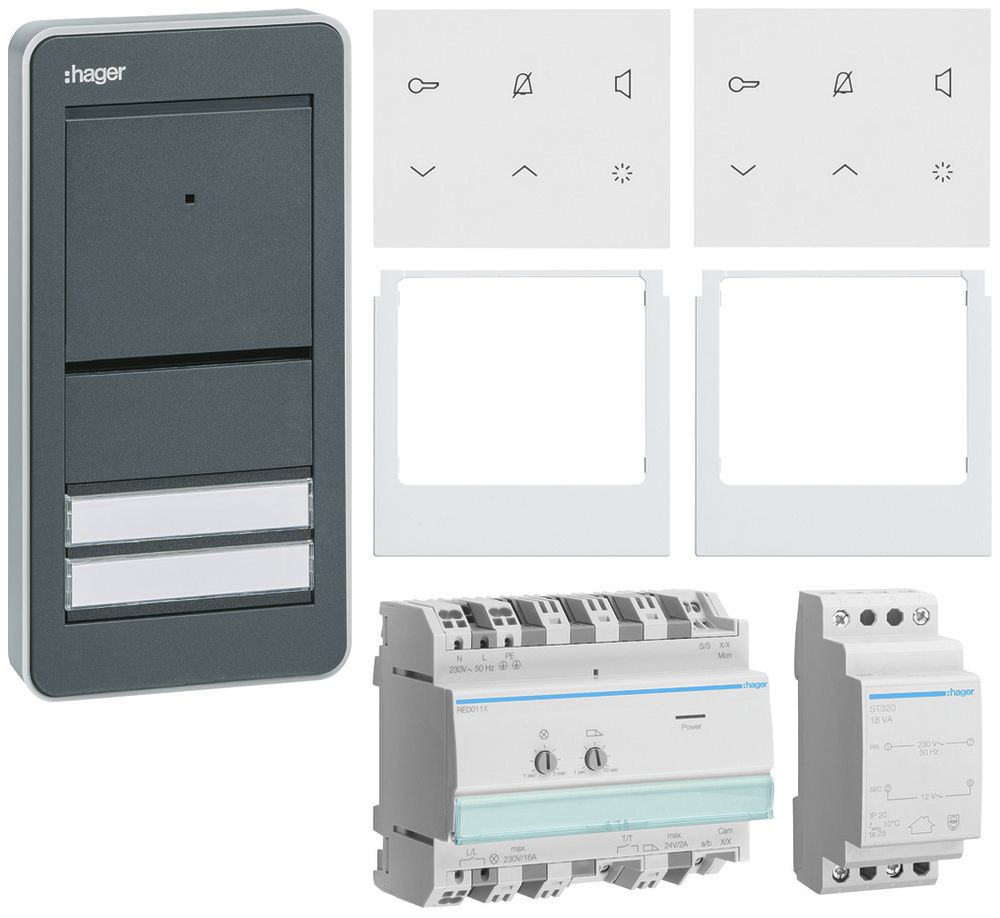 Set Audio elcom.home für 2Wohnungen Innenstation weiss/Aussenstation anthrazit