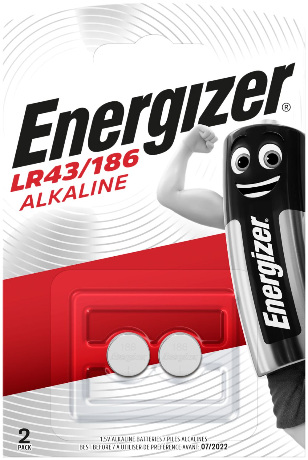 Pila bottone alcalina Energizer LR43 1.5V blister a 2pezzi