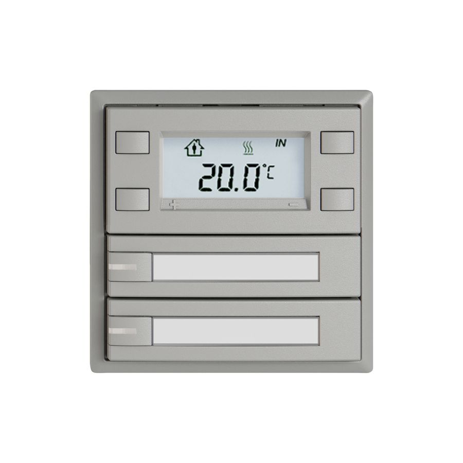 Poussoir RTH EDIZIO.liv SNAPFIX® a.RGB-LED étiqu.2×touches comm.1T grc