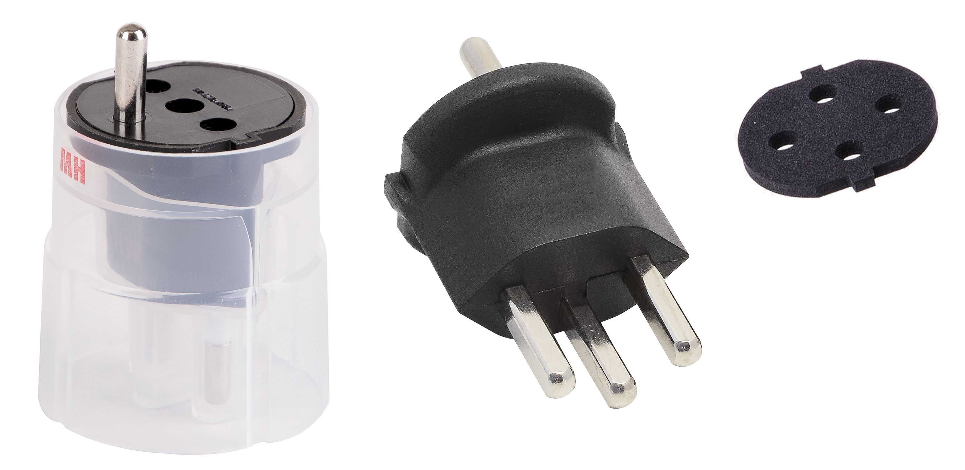 Fixadapter MAX HAURI 3L T23/Schuko, schwarz mit Moosgummi  16A 230VAC