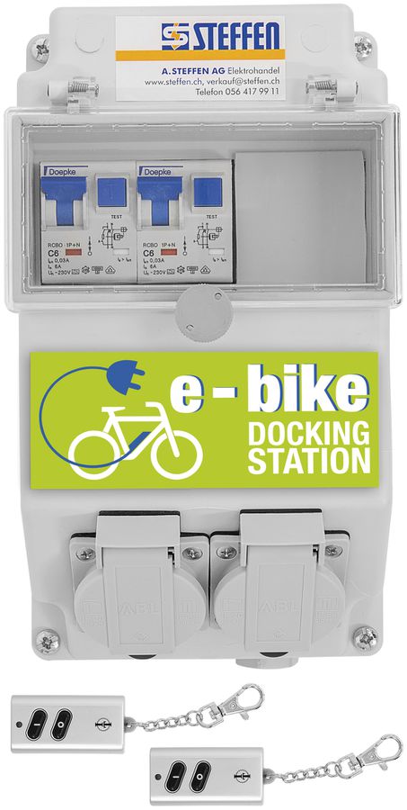 Stazione di carico Steffen per E-Bike e E-Scooter 2×T13 con RF 230V 1380W IP44