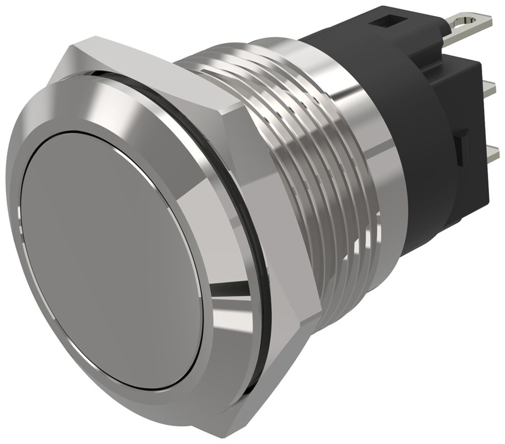 Drucktaster EAO 82 1COM Lötanschluss flach Ø19mm rastend Edelstahl