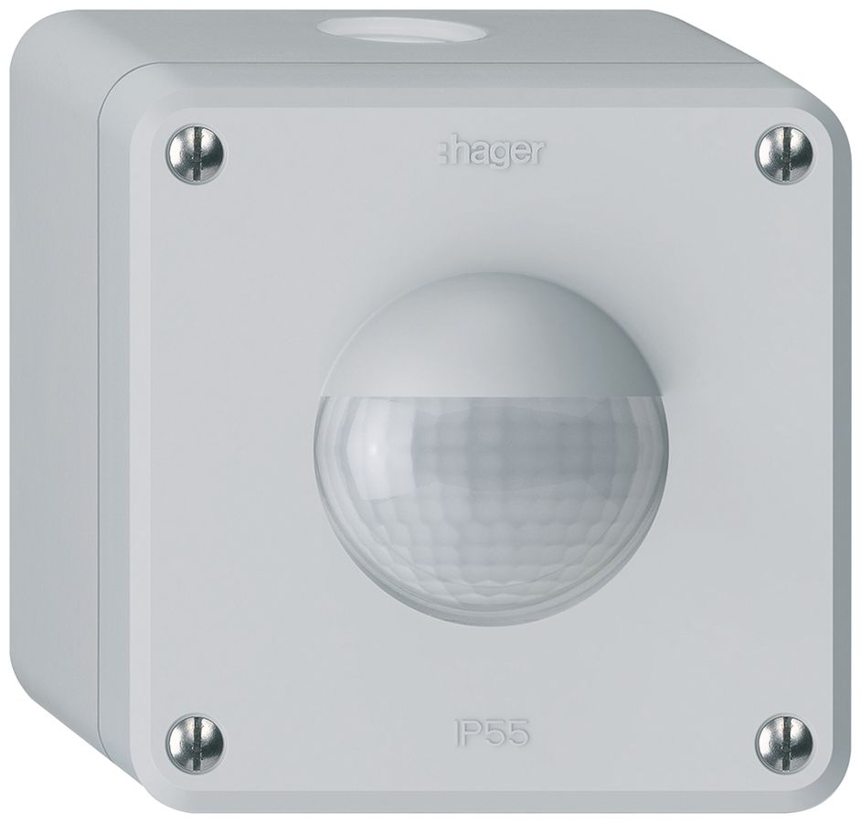 AP-Bewegungsmelder Hager robusto IP55 3-Draht hellgrau