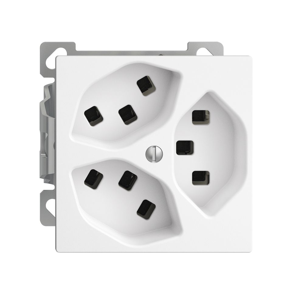 AP-Steckdose EDIZIOdue 3×T23 Kombi-Einsatz weiss